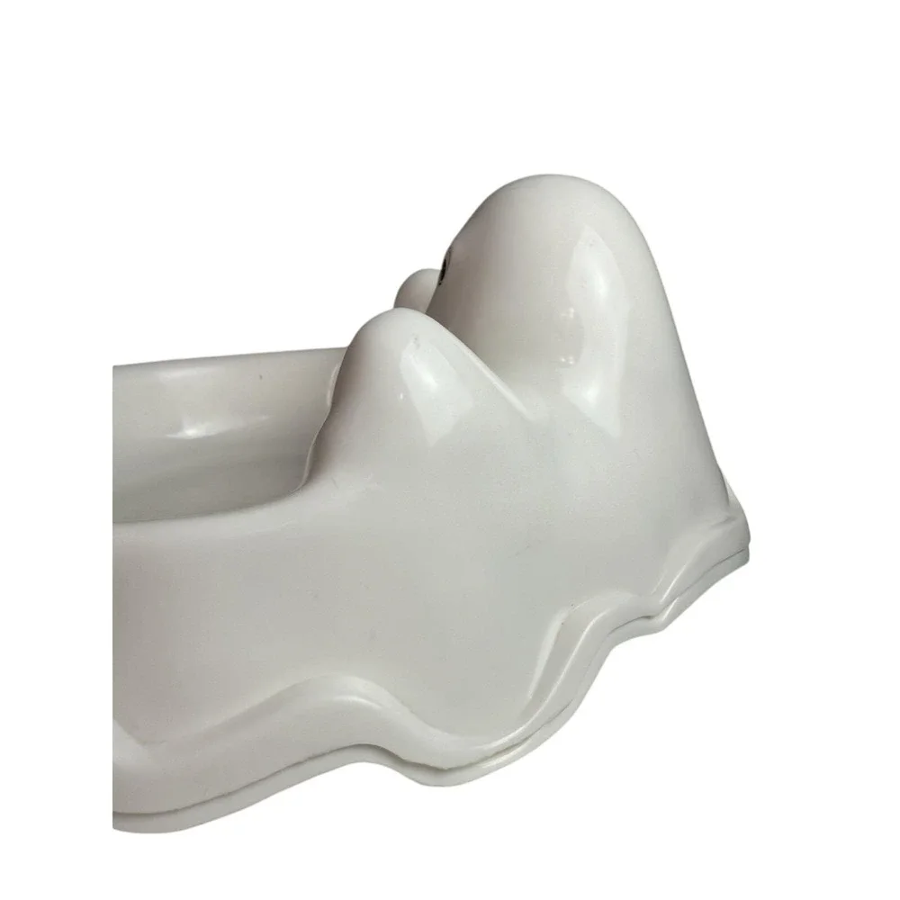TWO- Vintage 90s Y2K Halloween Plastic‎ White Ghost Candy Dish Tray Bowl Spooky